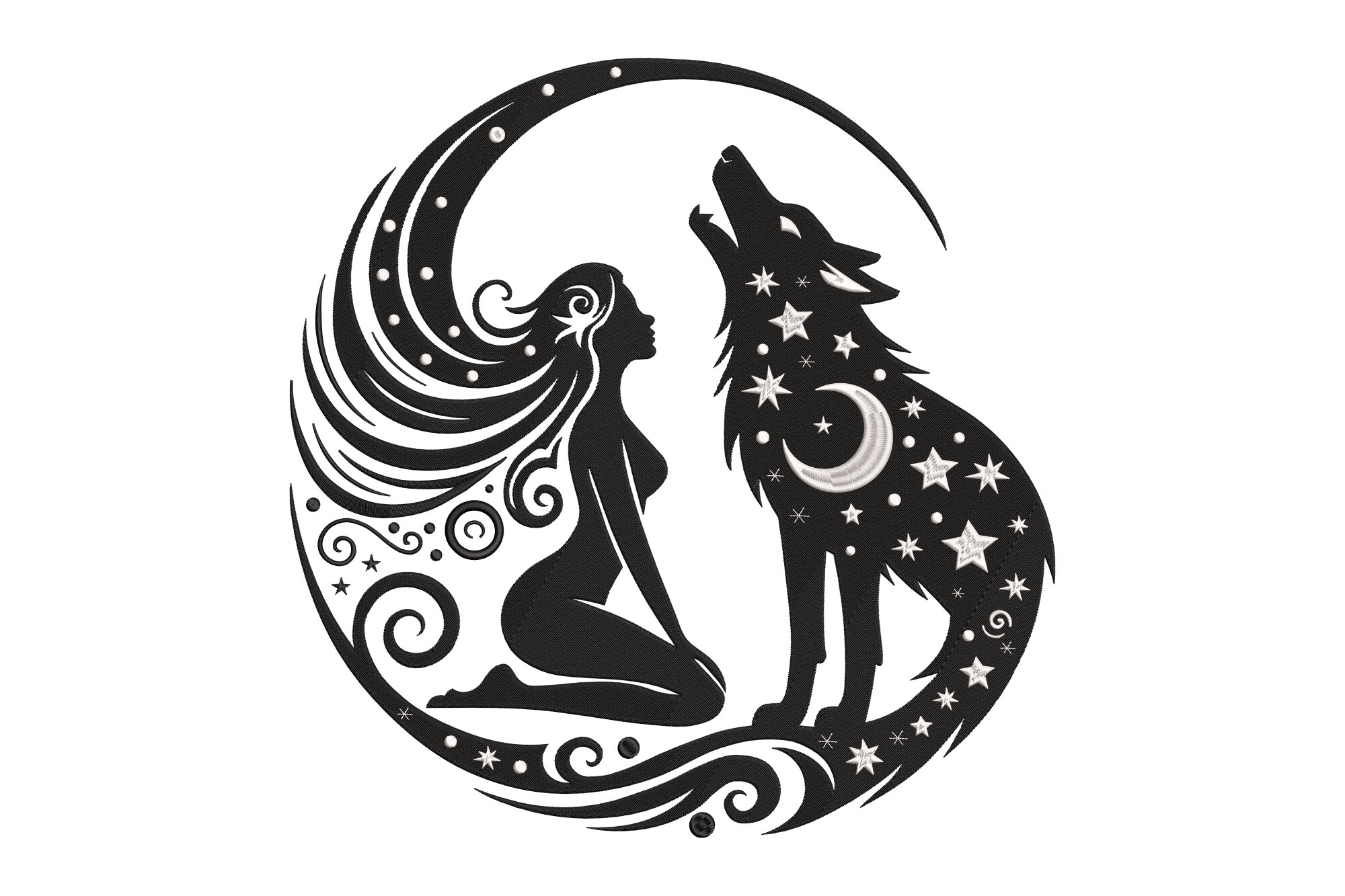 Girl with Howling Wolf