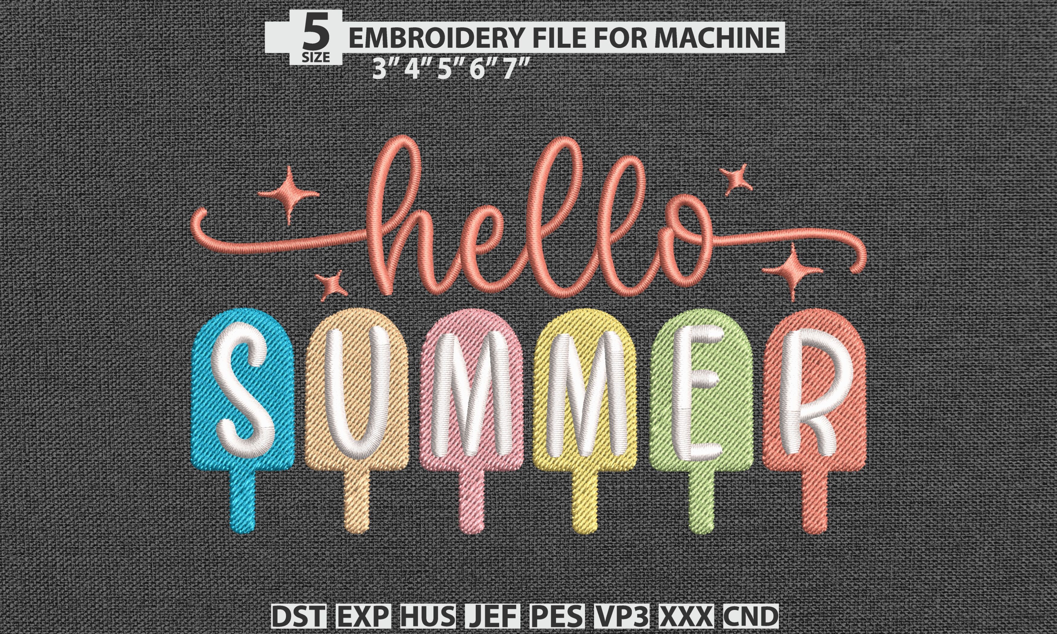 Hello Summer Embroidery DST PES Pattern