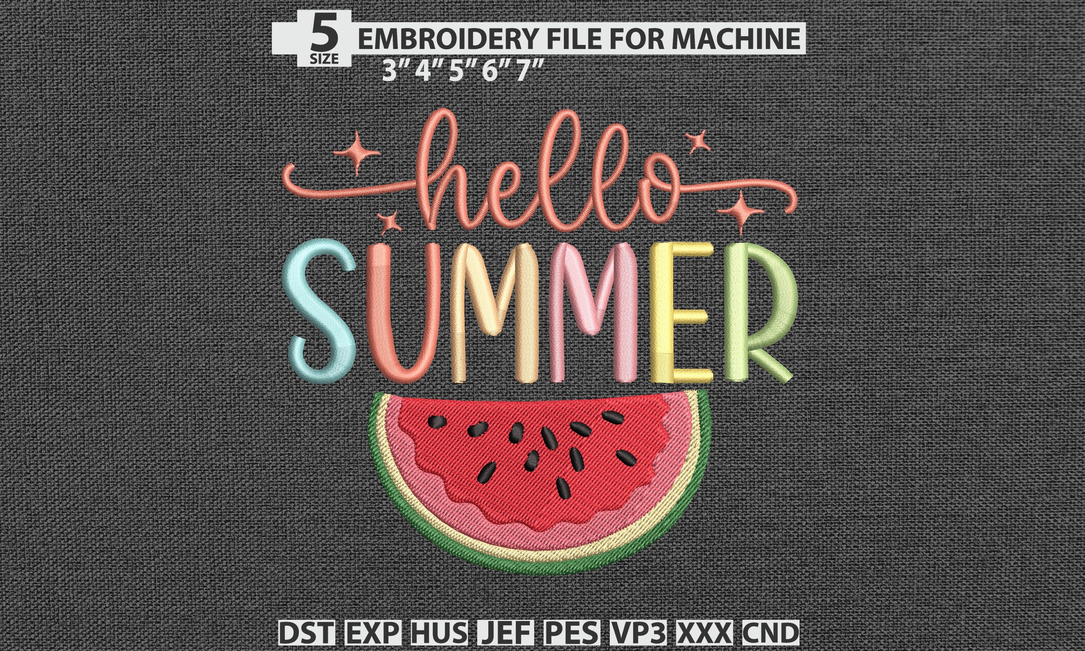 Hello Summer Watermelon DST PES Pattern