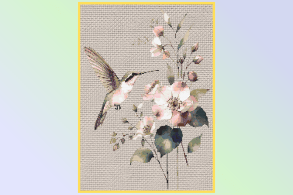 Hummingbird Floral Cross Stitch