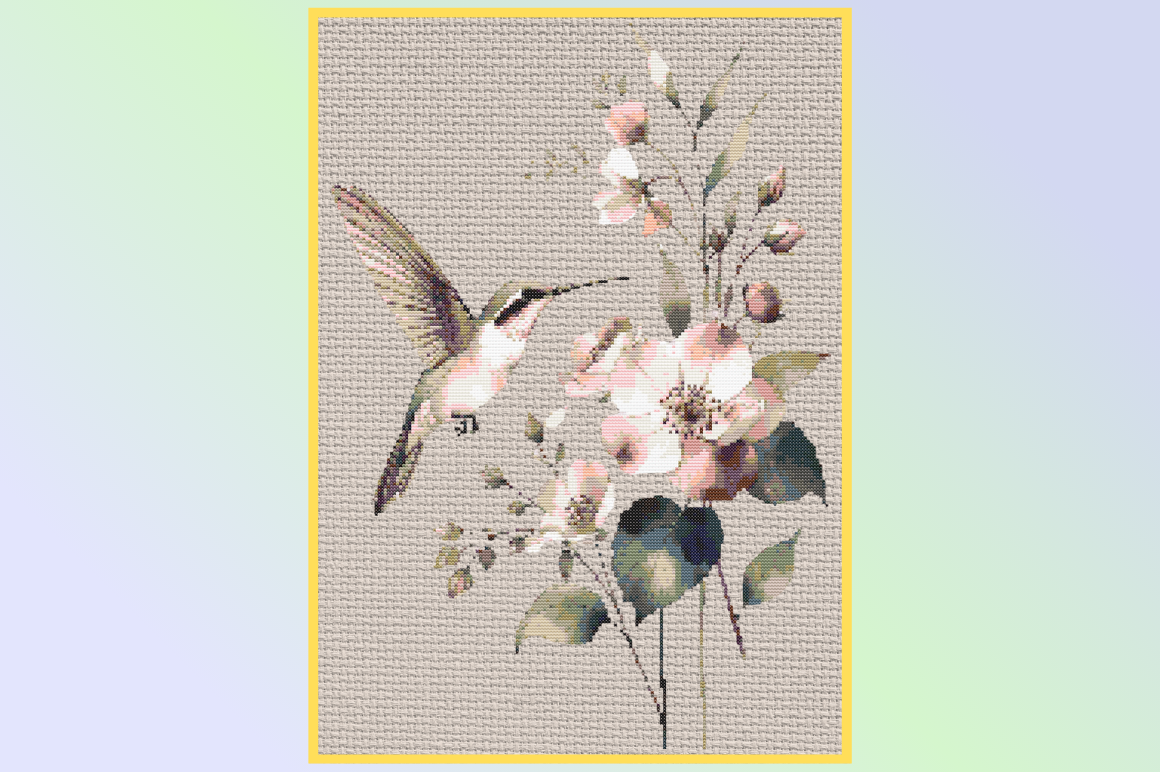 Hummingbird Floral Cross Stitch