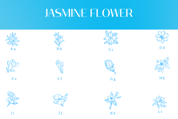 Jasmine Flower Font PNG with transparent background - Preview 1