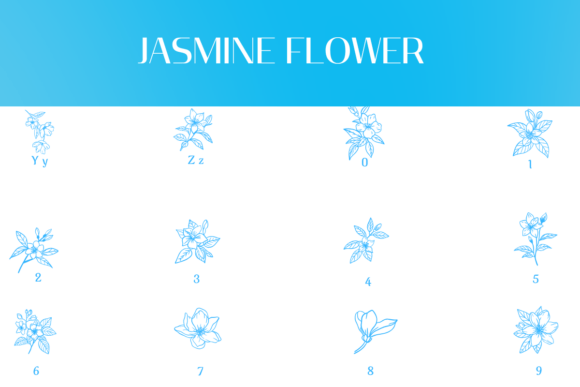 Jasmine Flower Font PNG with transparent background - Preview 3