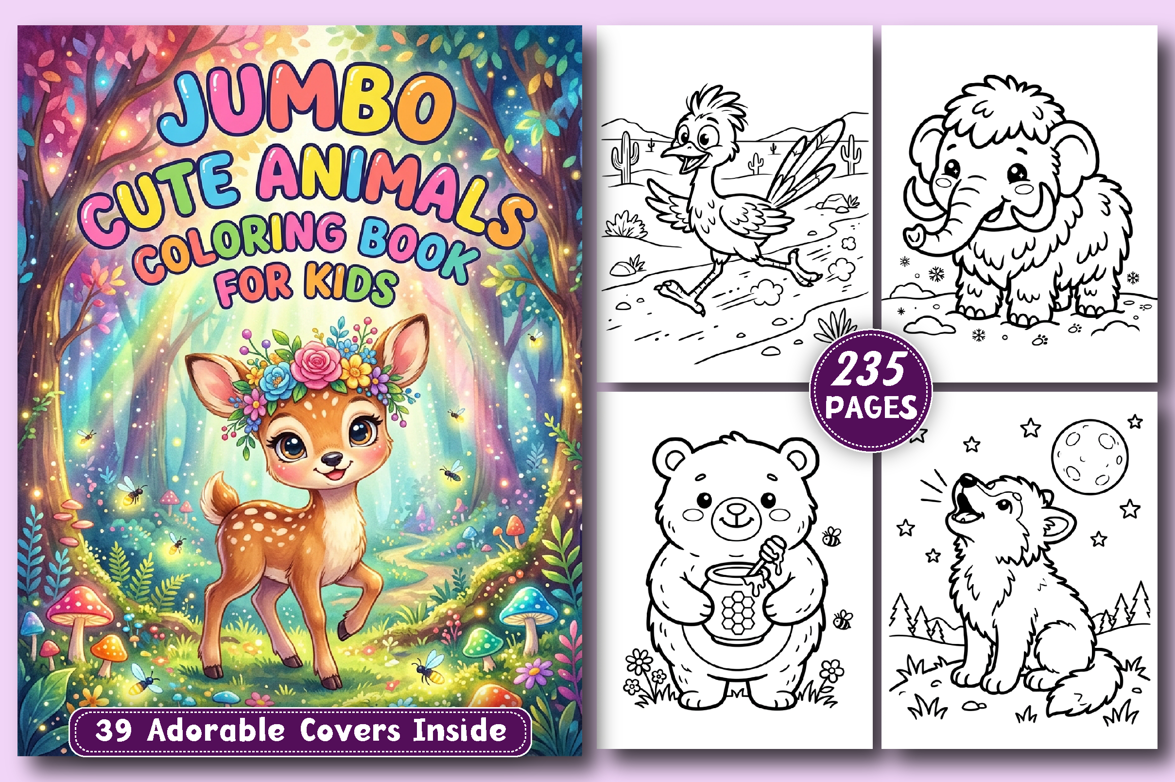 Jumbo Cute Animals KIDS Coloring Book