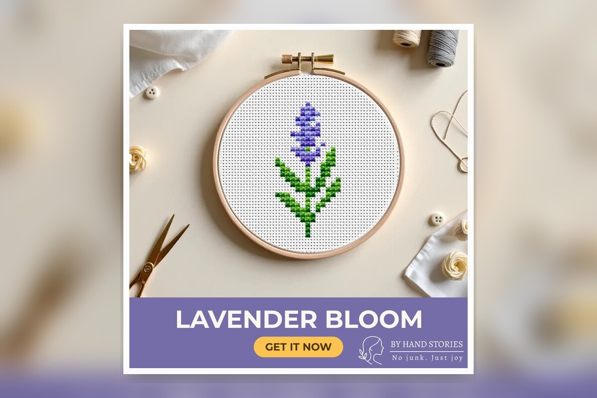 Lavender Bloom Cross Stitch Pattern PDF
