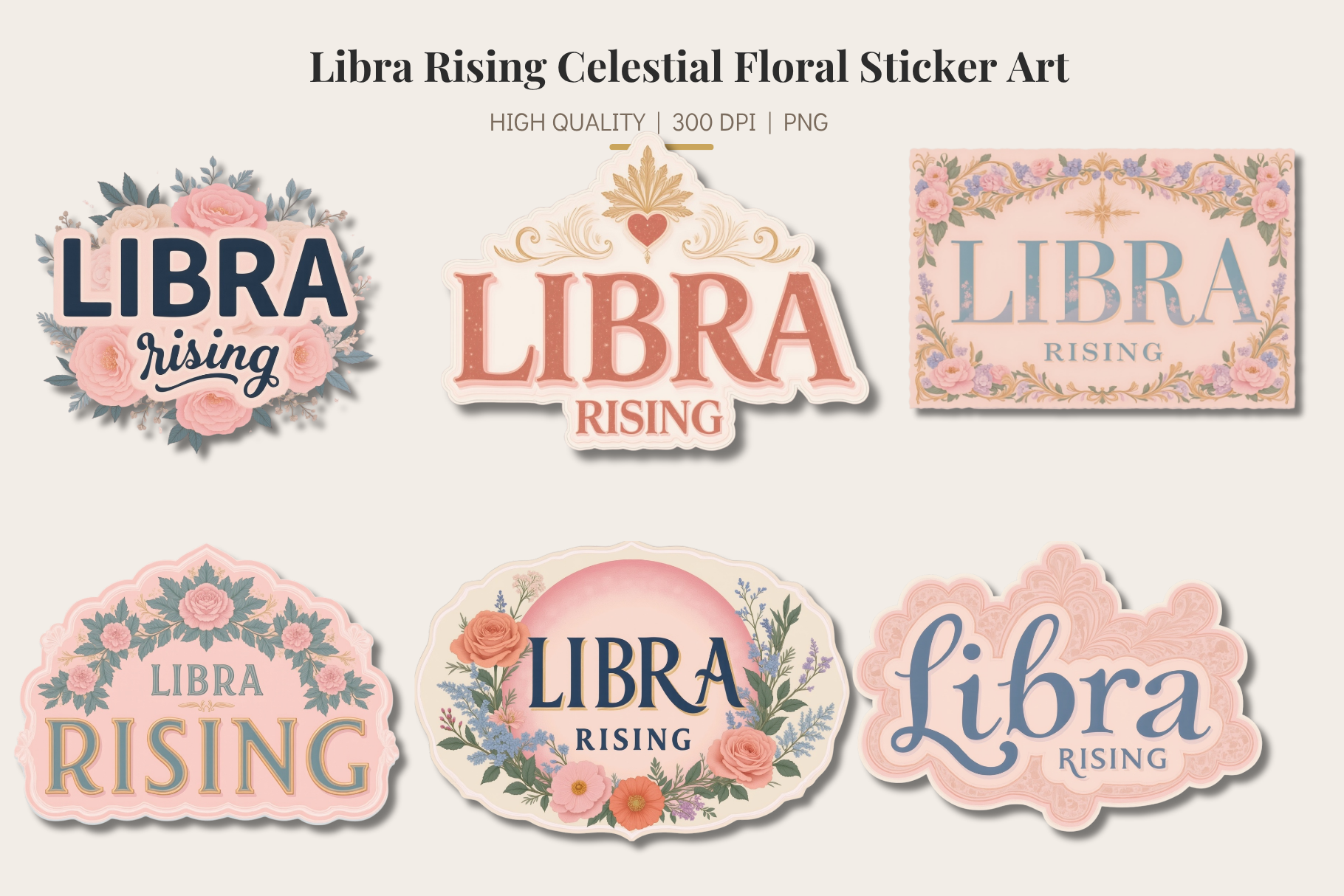 Libra Rising Floral Zodiac Stickers