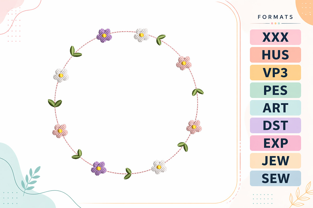 Minimal Floral Circle Frame