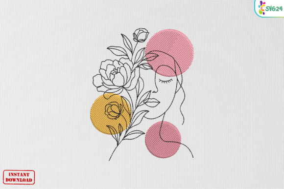Modern Floral Woman Face Art