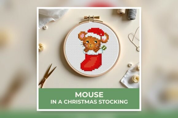 Mouse in a Christmas Stocking Cross Stit