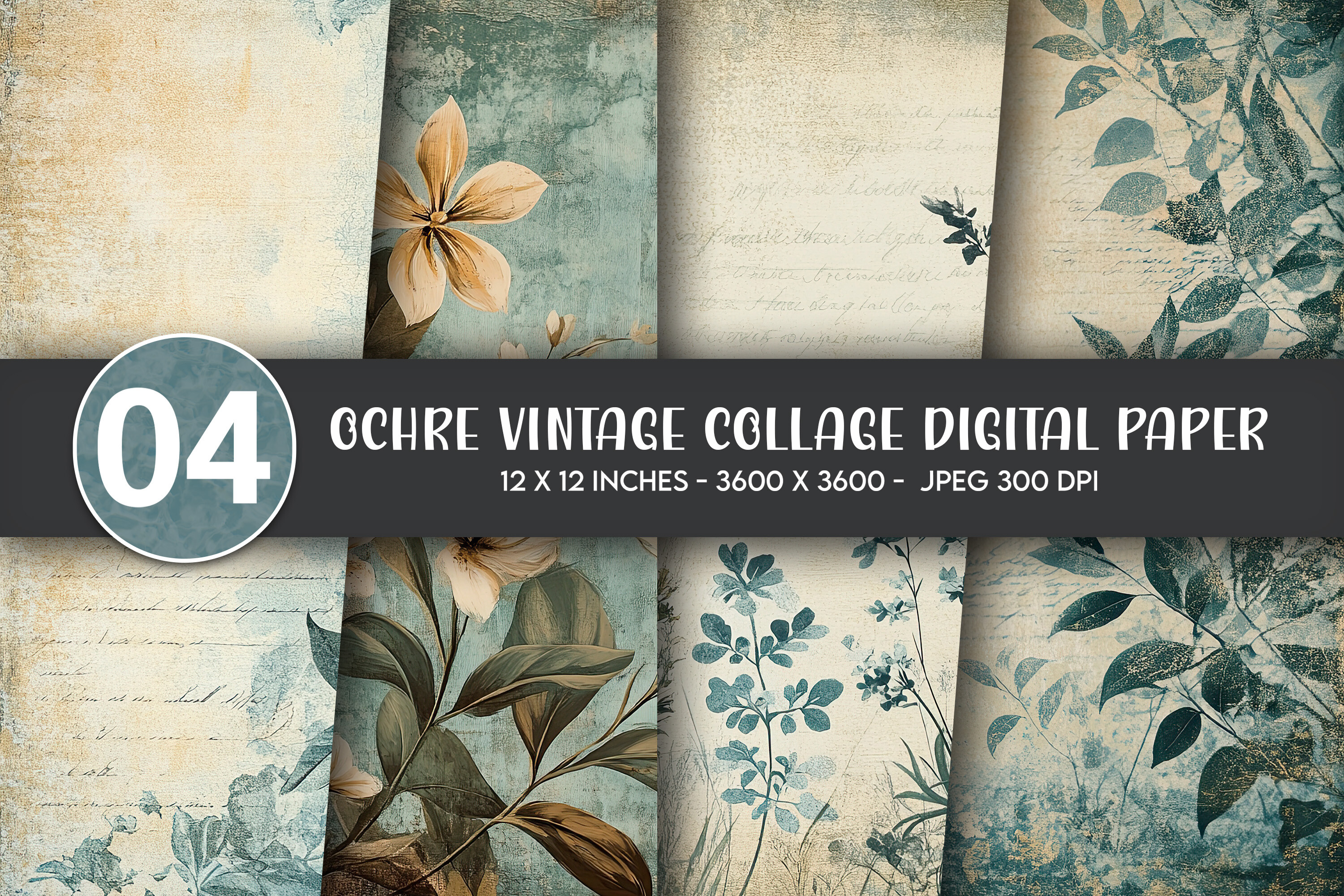Ochre Vintage Collage Digital Paper Graphic by Artify Hub Studio ...