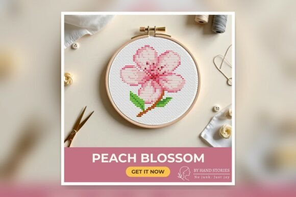 Peach Blossom Cross Stitch Pattern PDF