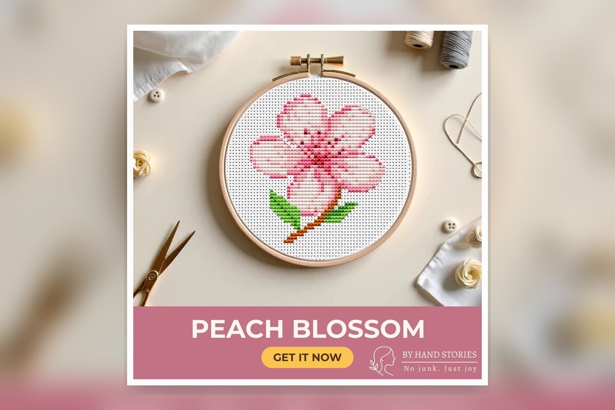 Peach Blossom Cross Stitch Pattern PDF