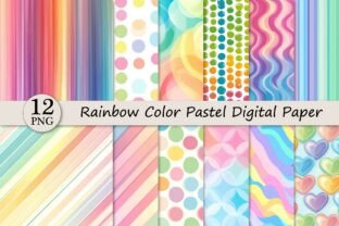Rainbow Color Pastel Digital Paper Pack Graphic by Dream Print ...
