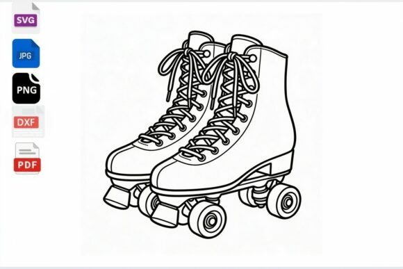 Retro Roller Skates SVG Clipart
