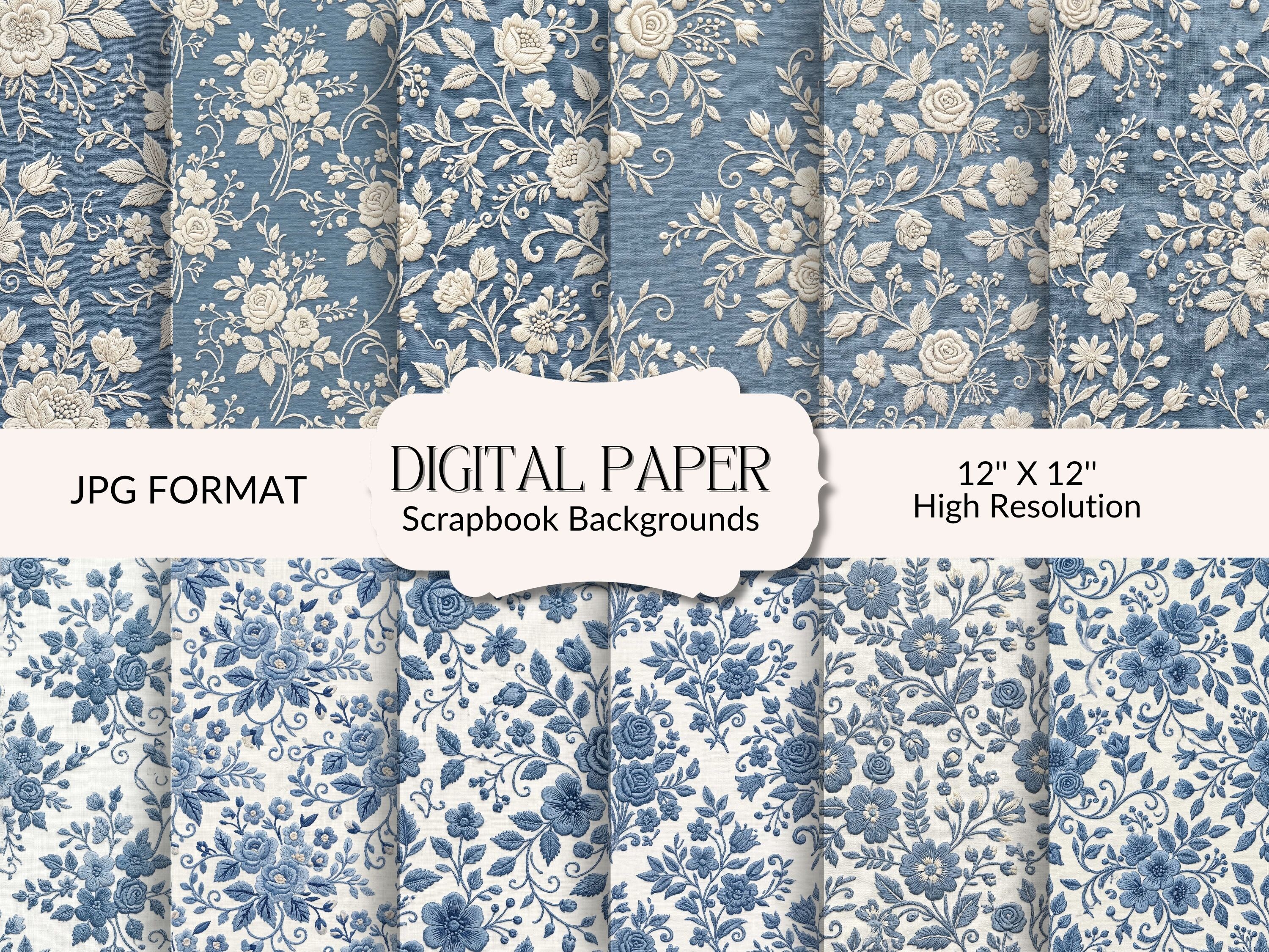 Seamless Denim Blue Floral Pattern Graphic by Creative Templates Den ...