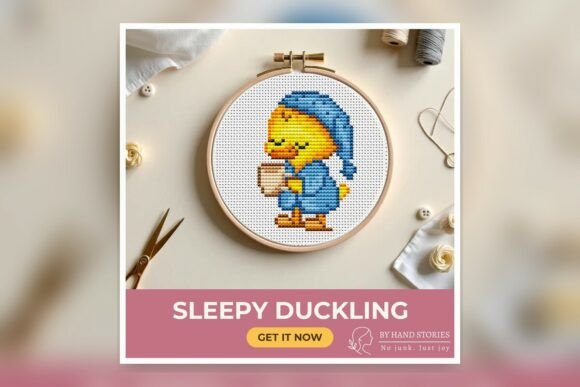 Sleepy Duckling Cross Stitch Pattern PDF