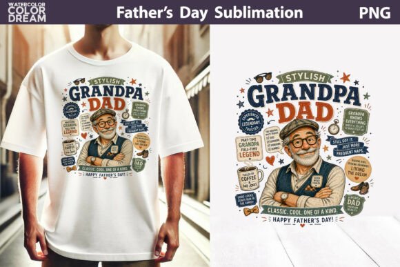 Stylish Grandpa Dad Quote Graphic T-shirt Designs By WatercolorColorDream