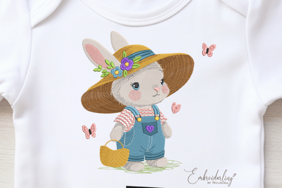 Summer Bunny Embroidery Design: Beach