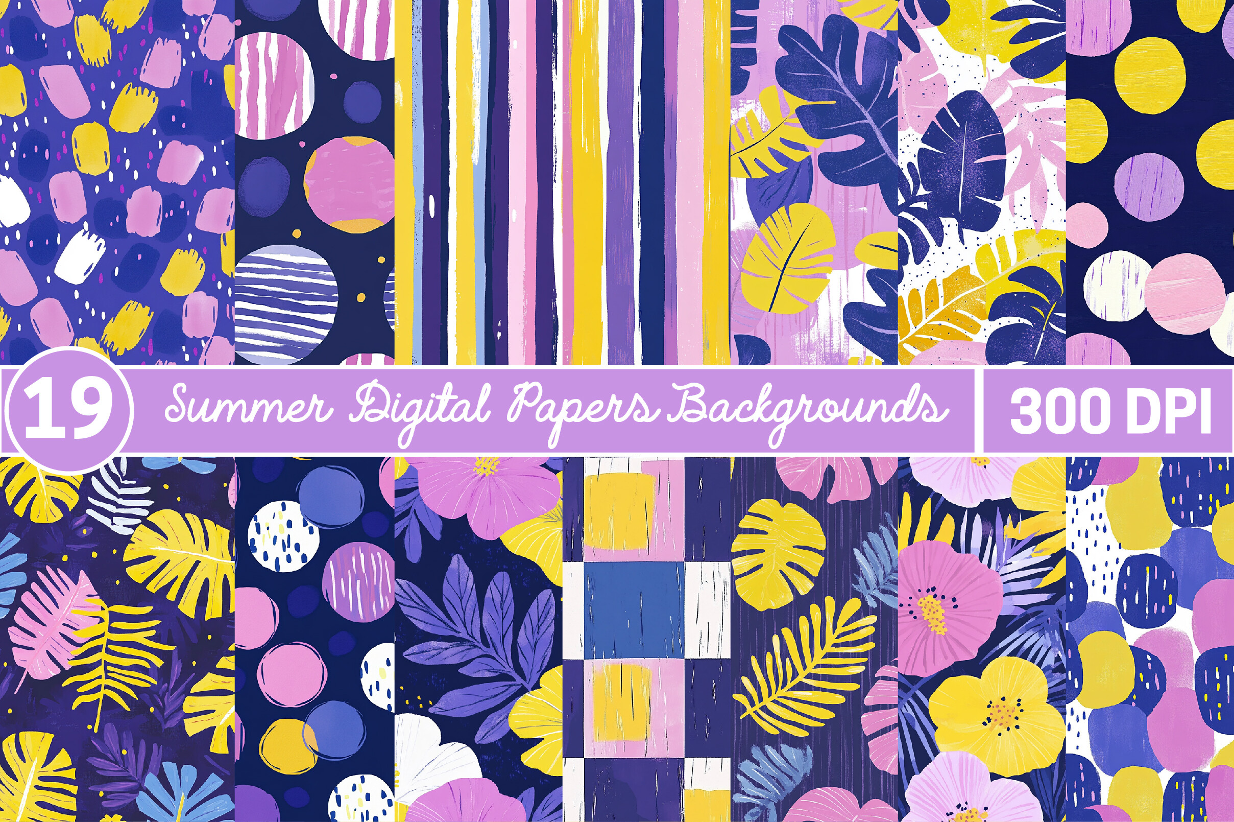 Summer Digital Papers Backgrounds Graphic by GatewayDesign · Creative ...