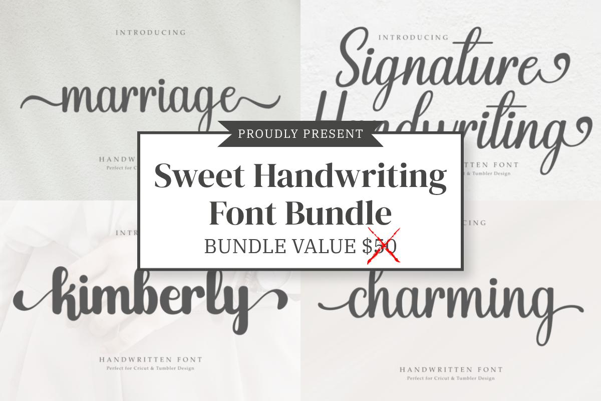 Sweet Handwriting Font Bundle feminine script fonts for Cricut and branding