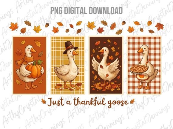 Thankful Goose Thanksgiving Fall PNG