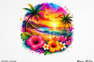 Tropical Beach Sunset Paradise Graphic by Designhunt · Creative Fabrica
