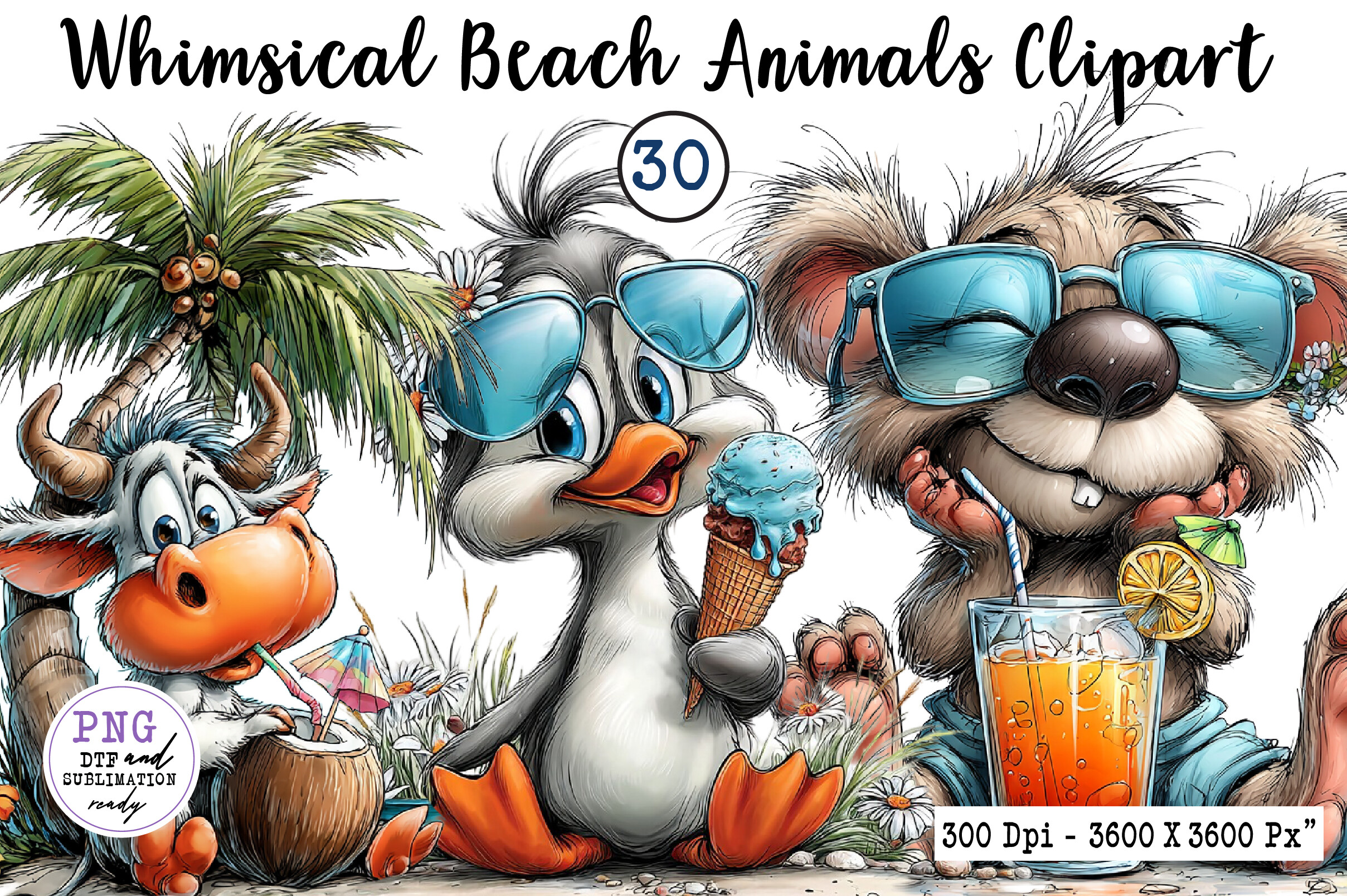 Whimsical Beach Animals Clipart Graphic by Dreamshop · Creative Fabrica