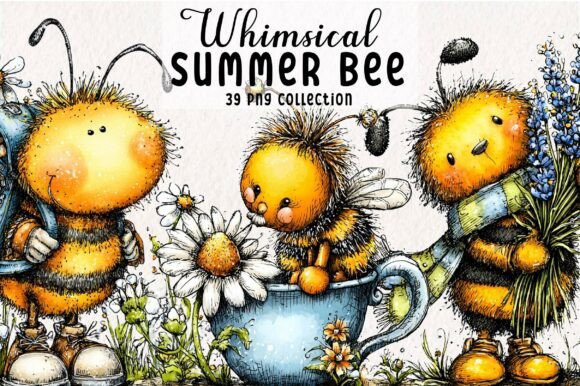 Whimsical Summer Bee Clipart Graphic by Print Magic · Creative Fabrica
