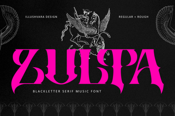 Preview specimen of Zulta Music blackletter font