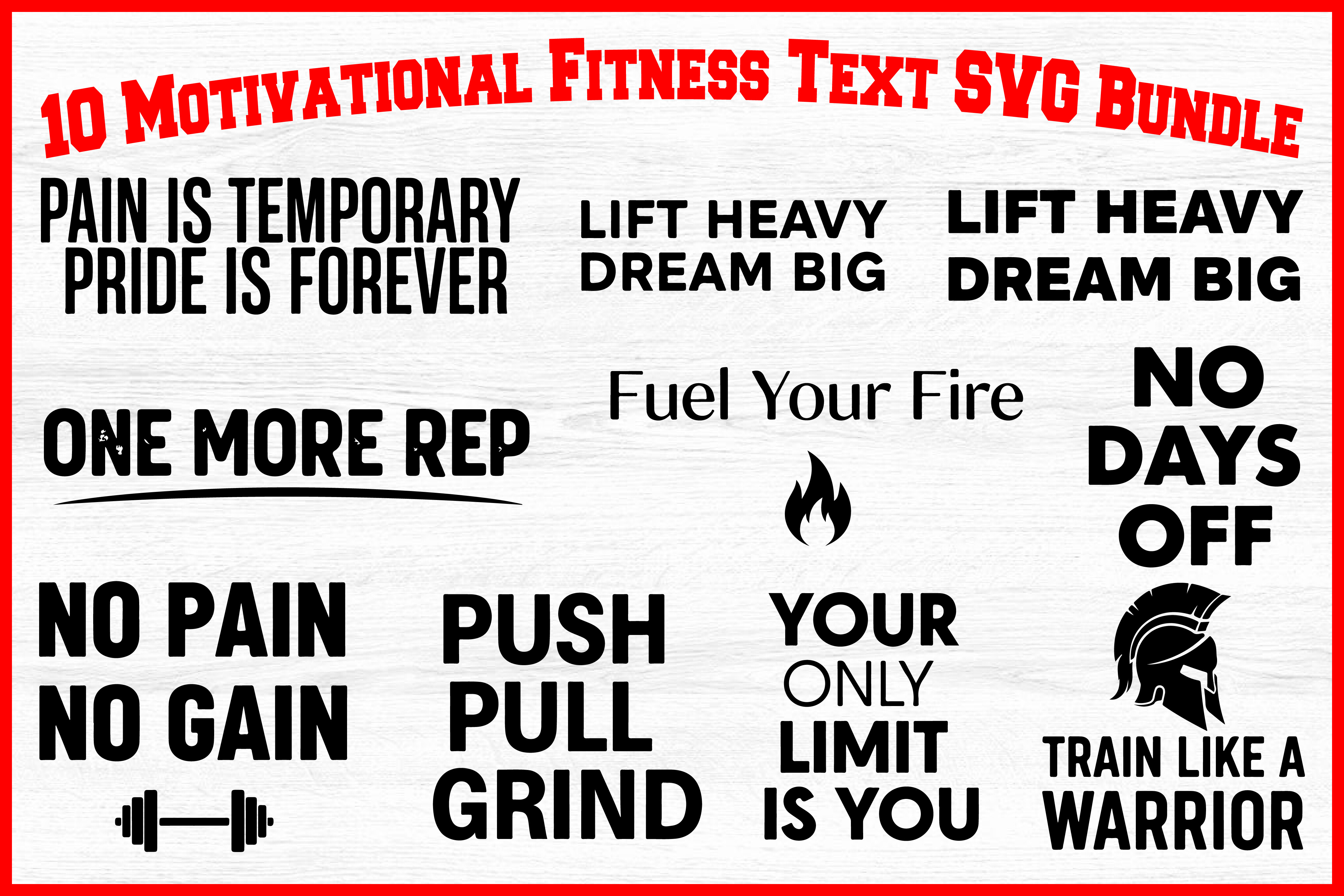 10 Motivational Fitness SVG Bundle Graphic by Artivon · Creative Fabrica