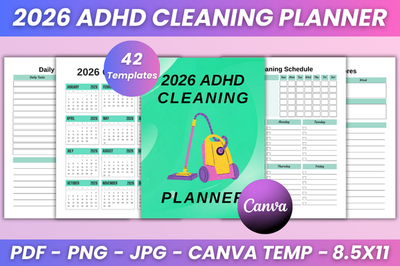 2026 ADHD Cleaning Planner Kdp Interior Graphic by DIGITAL PRINT BOX ...