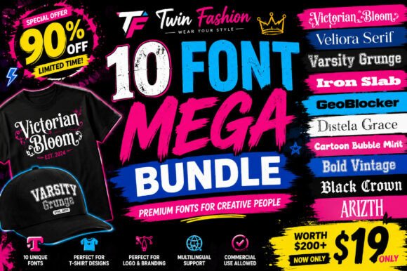 All-in-one Mega Bundle Font PNG with transparent background - Preview 1