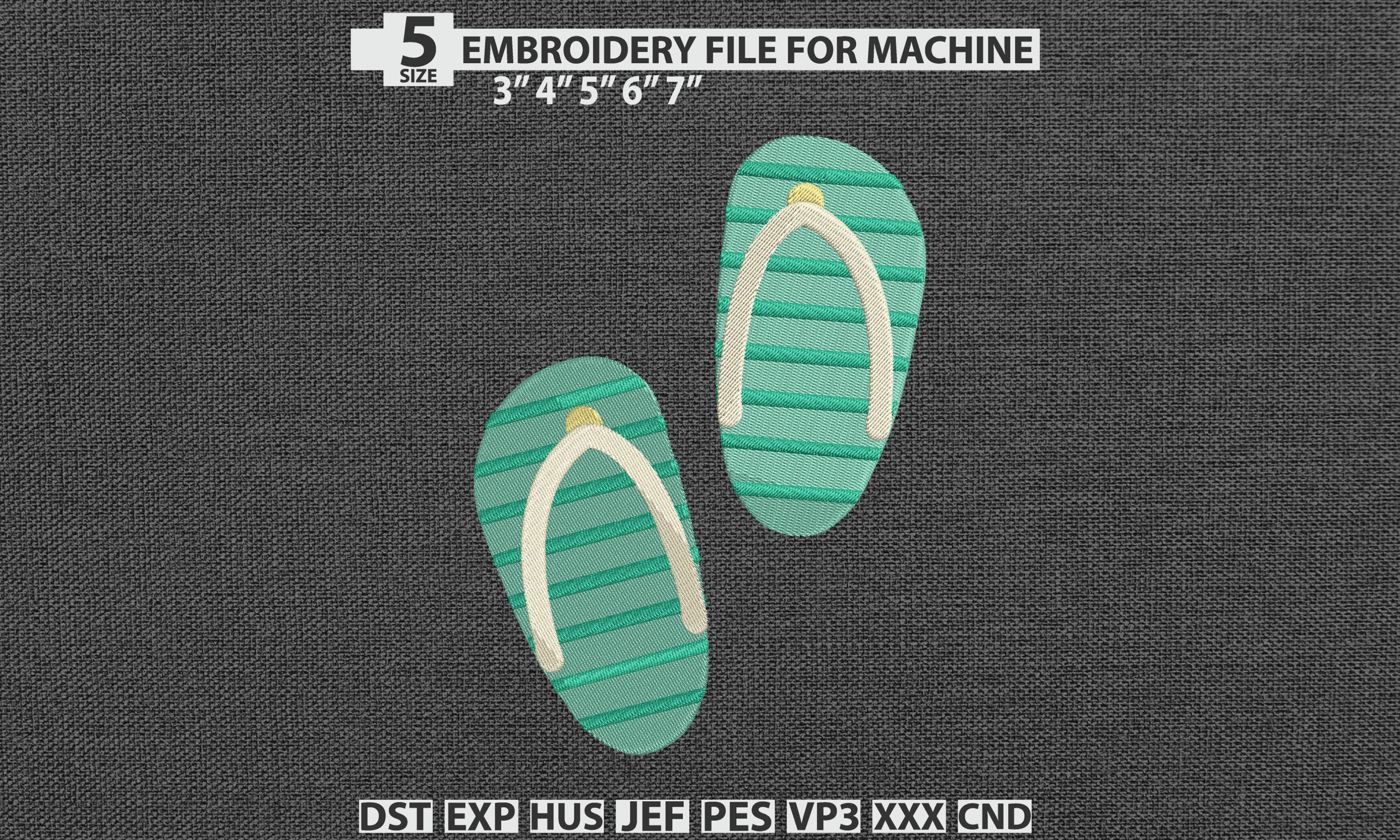 Beach Flip Flops DST PES Embroidery File