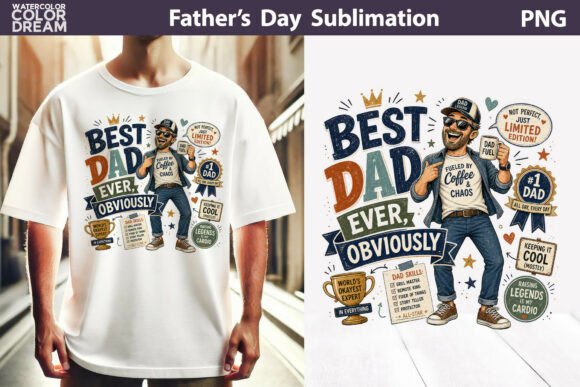 Best Dad Ever Quote Gráfico Ilustraciones Imprimibles Por WatercolorColorDream