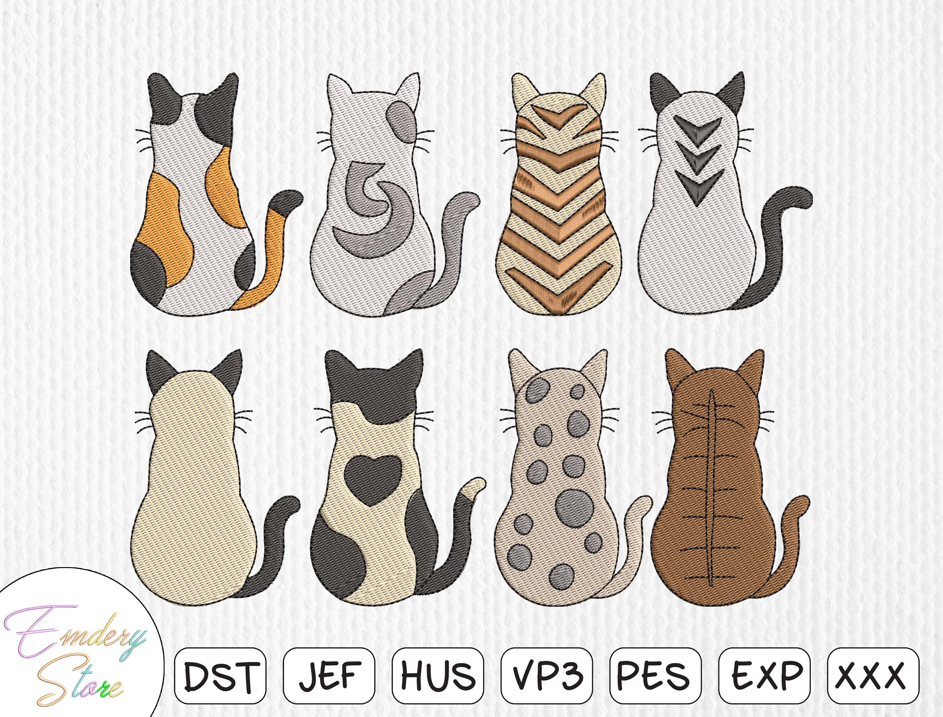 Cat Back View Embroidery Bundle
