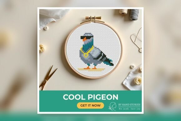 Cool Pigeon Cross Stitch Pattern PDF