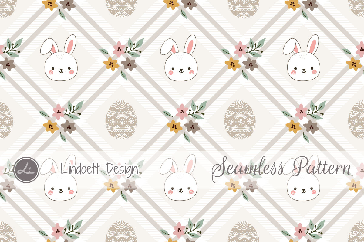 Cute Easter Bunnies and Eggs Seamless Graphic by lindoet23 · Creative ...