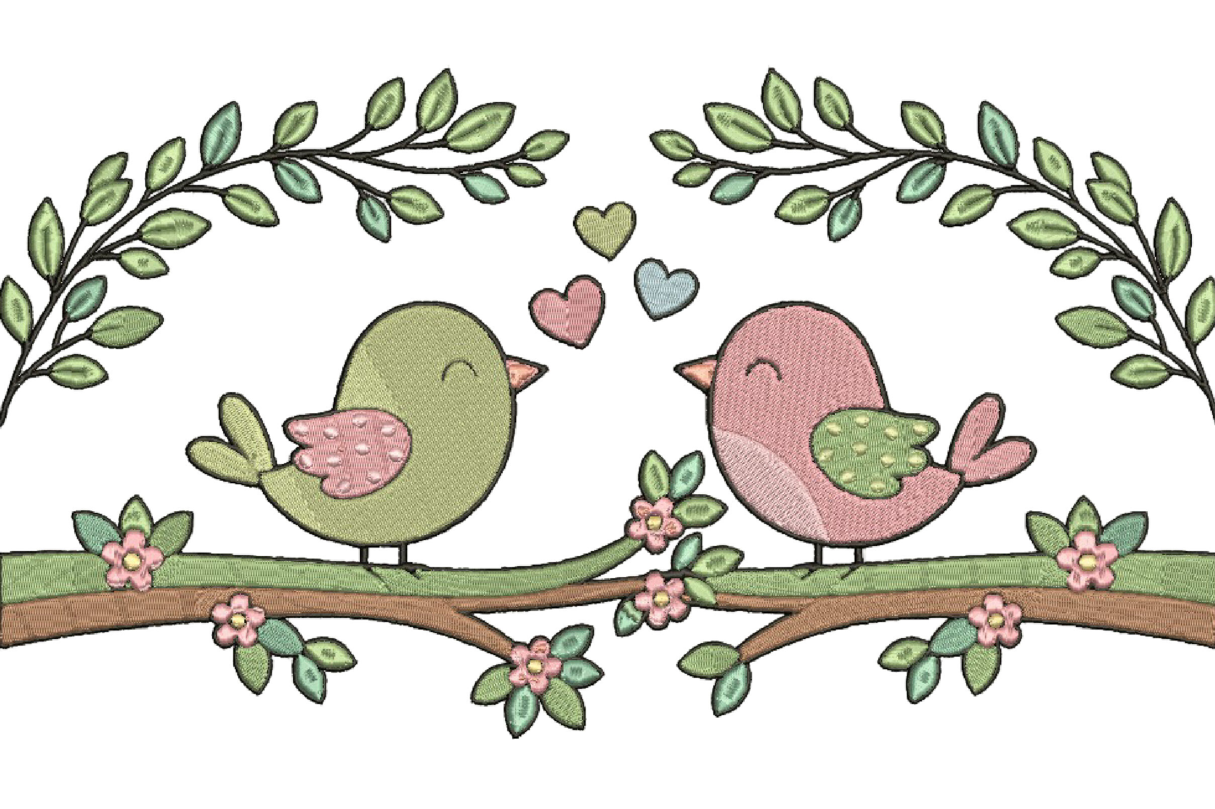 Cute Love Birds Embroidery Design