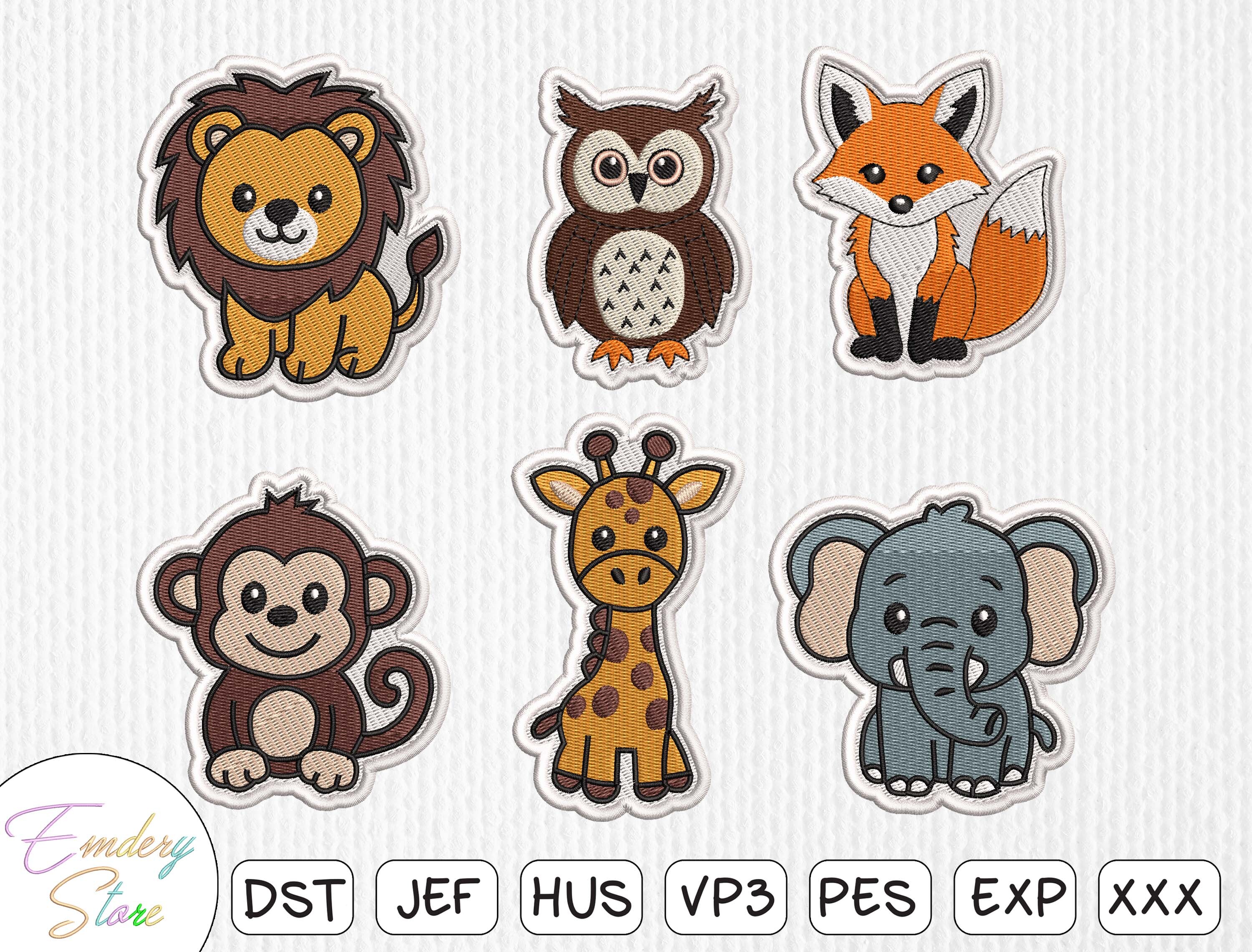 Cute Safari Animals Embroidery Bundle