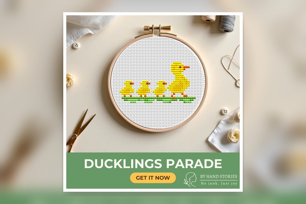 Ducklings Parade Cross Stitch Pattern PD