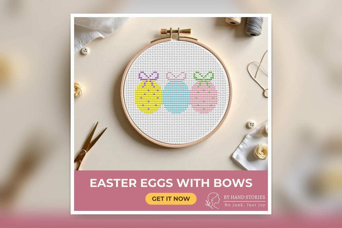 Easter Eggs with Bows Cross Stitch Patte