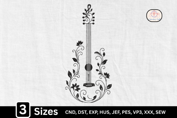 Elegant Line Art Floral Music Violin