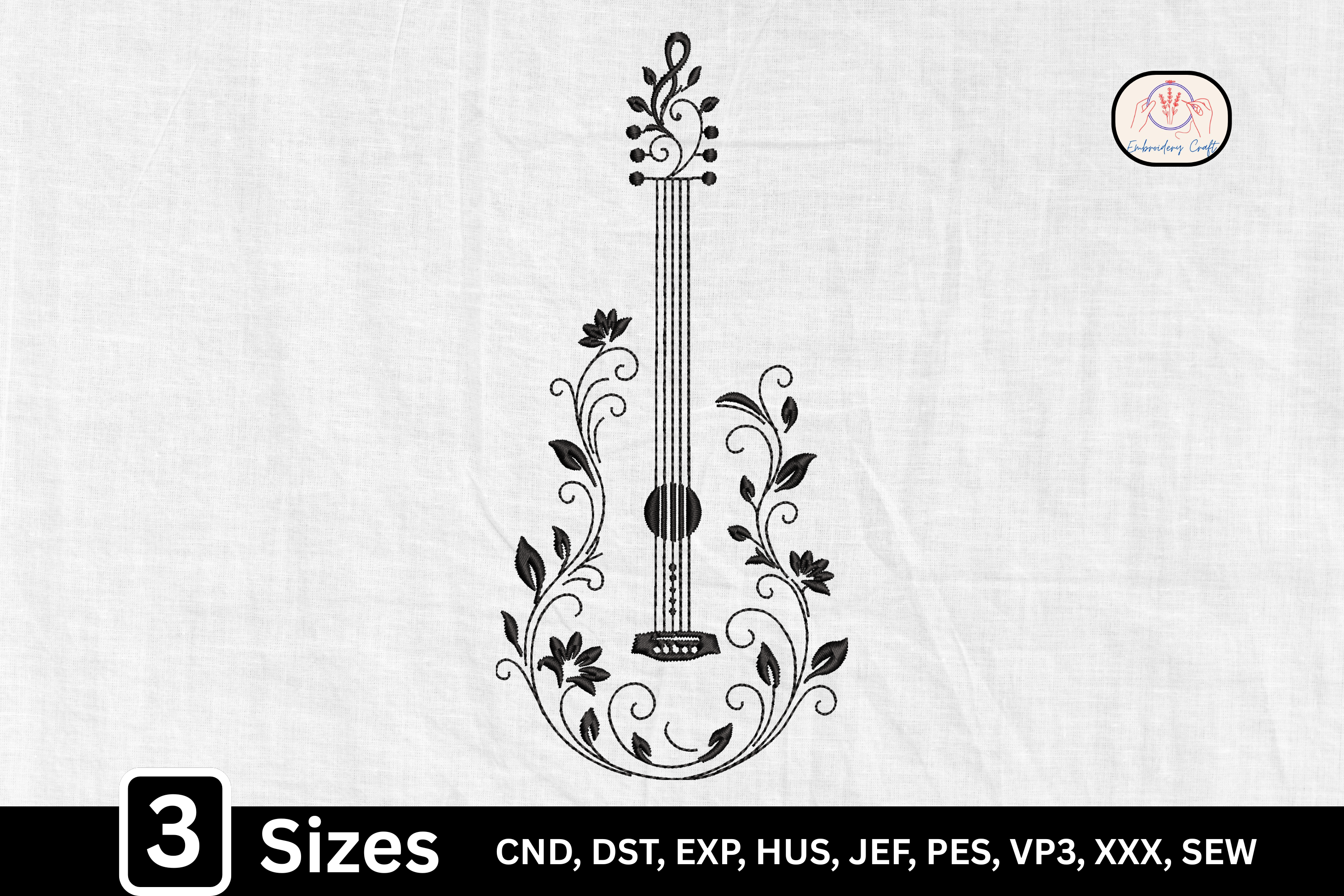 Elegant Line Art Floral Music Violin