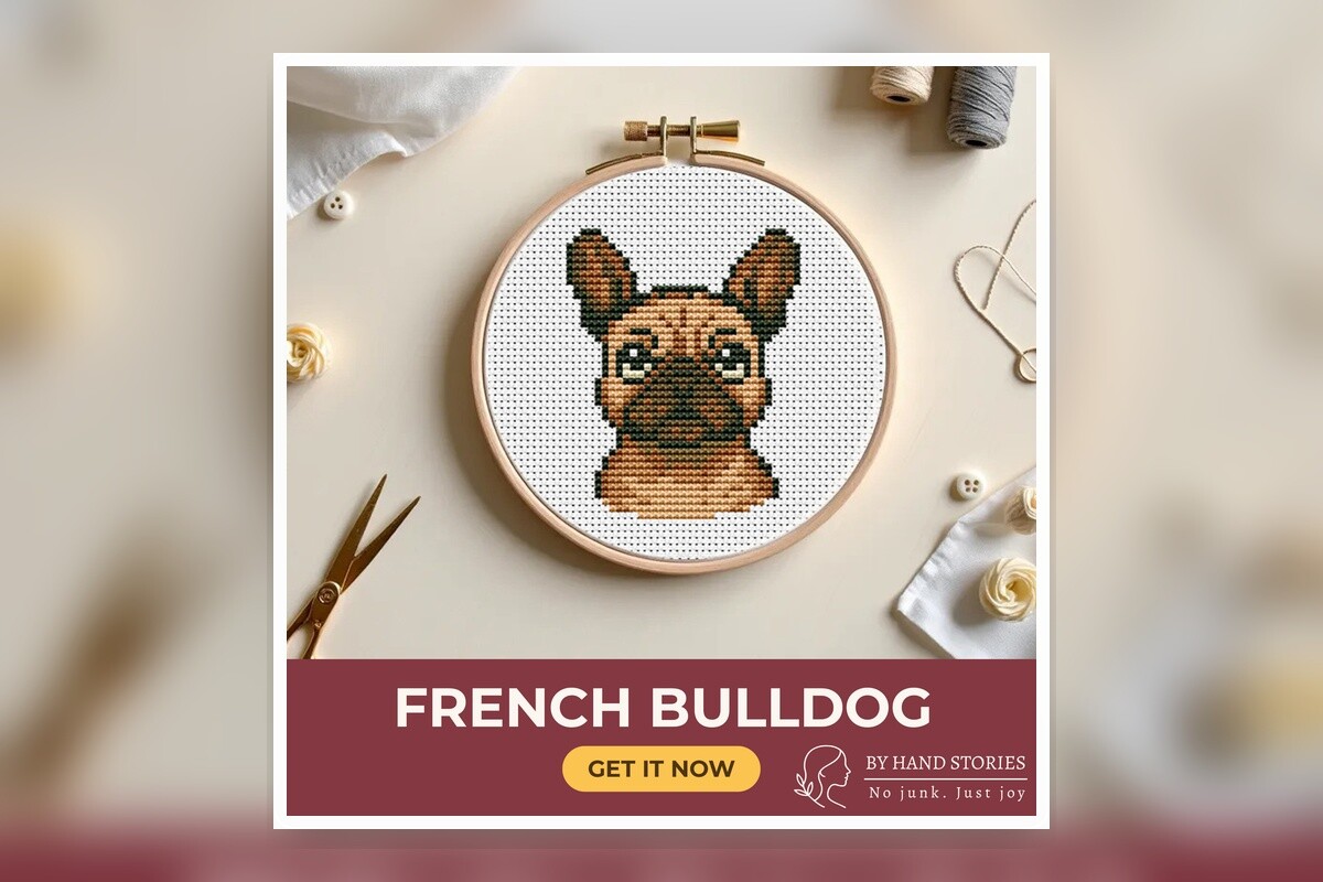 French Bulldog Portrait Cross Stitch Pat