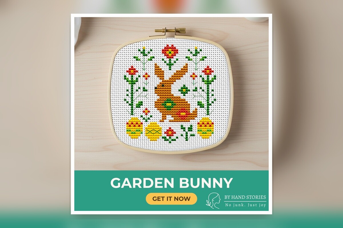 Garden Bunny Cross Stitch Pattern PDF