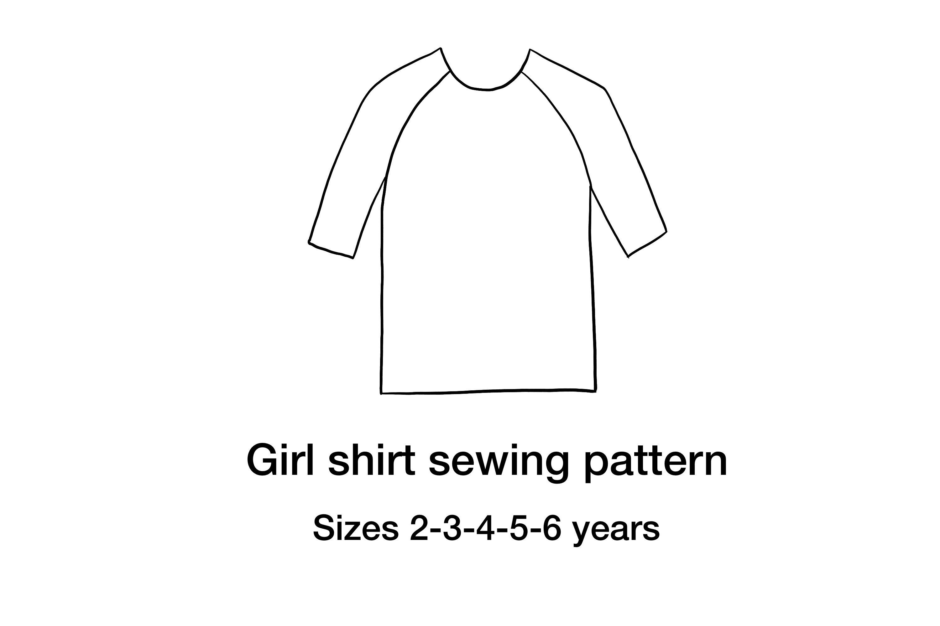 Girls T Shirt Elbow Length Sewing Pattern