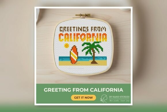 Greeting from California Cross Stitch Pa