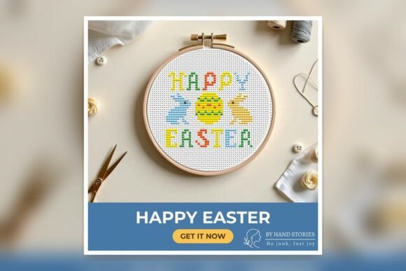 Happy Easter Cross Stitch Pattern PDF
