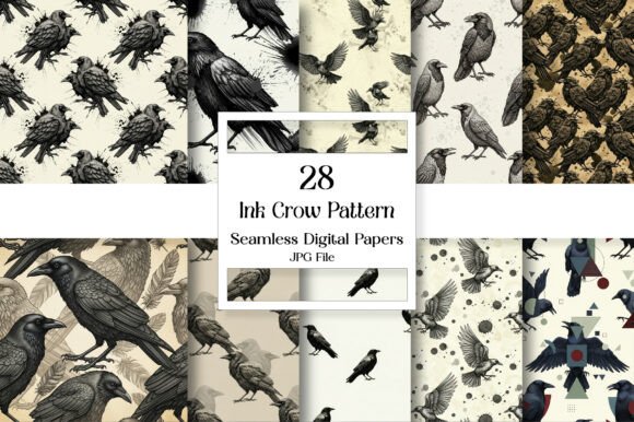 1 Ink Crow Pattern Designs & Graphics