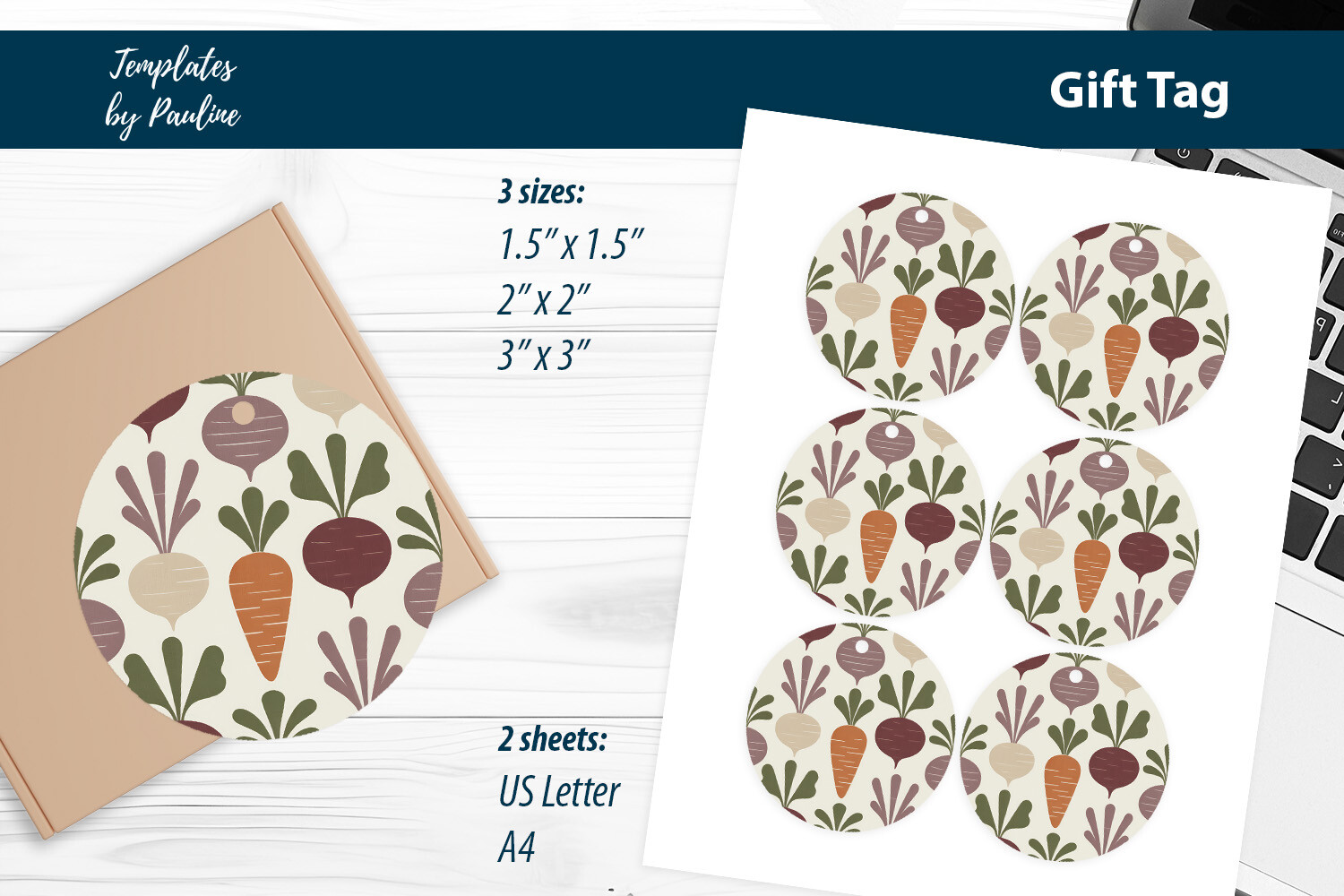 Minimal Vegetable Gift Tag Print and Cut